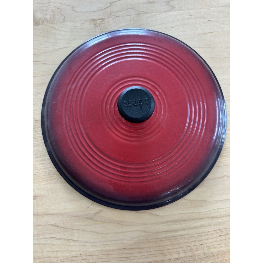 Lodge Replacement Red Enamel Cast Iron Dutch Oven Lid Only 11 Inch Diameter